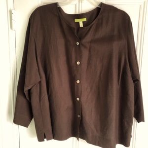 Size 3X Sigrid Olsen brown linen lightweight jacket.